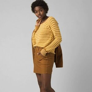 Prana Women's Gadie Striped Brown and Gold Sweater.  Size Small